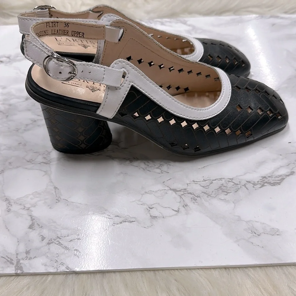 L'artiste Black and Brown Slingback Heels size 36/US 5 1/2-6